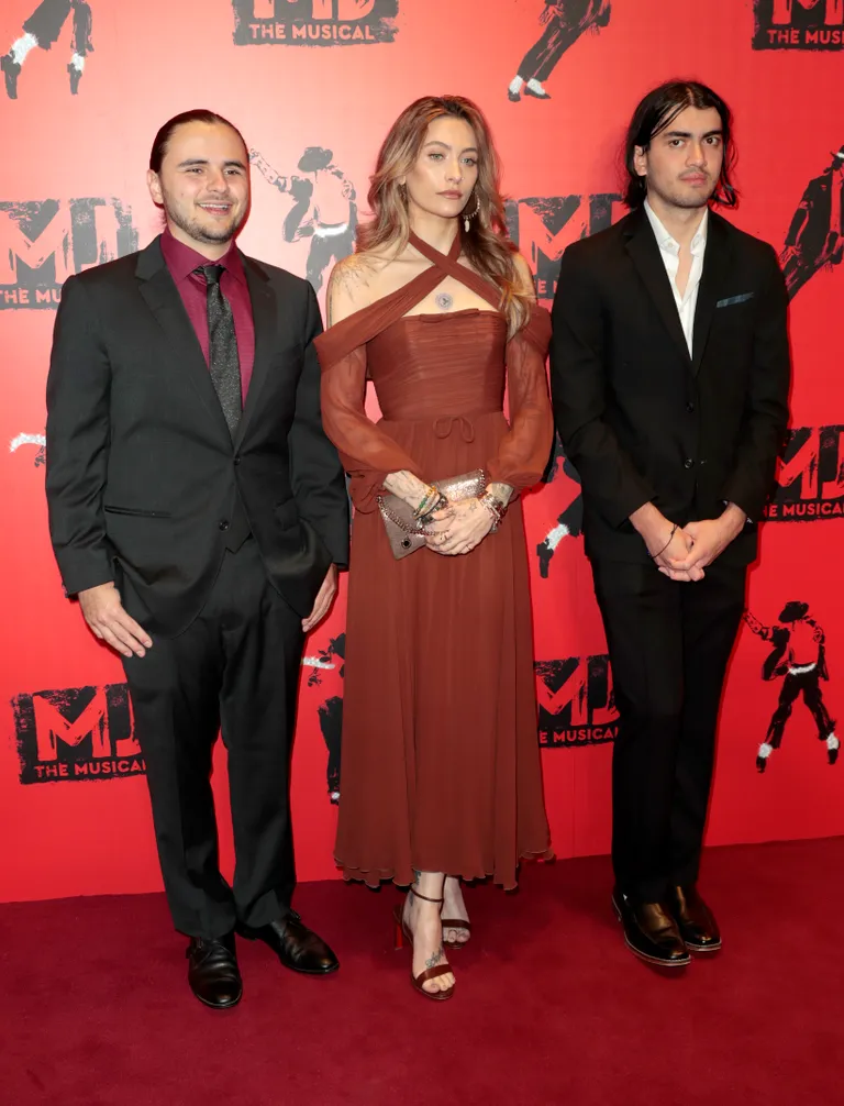 Prince, Paris, and Bigi Jackson attend the opening night of "MJ: The Musical" at Prince Edward Theatre in London, England, on March 27, 2024 | Source: Getty Images